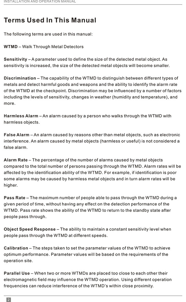 便攜式折疊金屬探測(cè)安檢門英文使用說(shuō)明書(shū)-中安諧