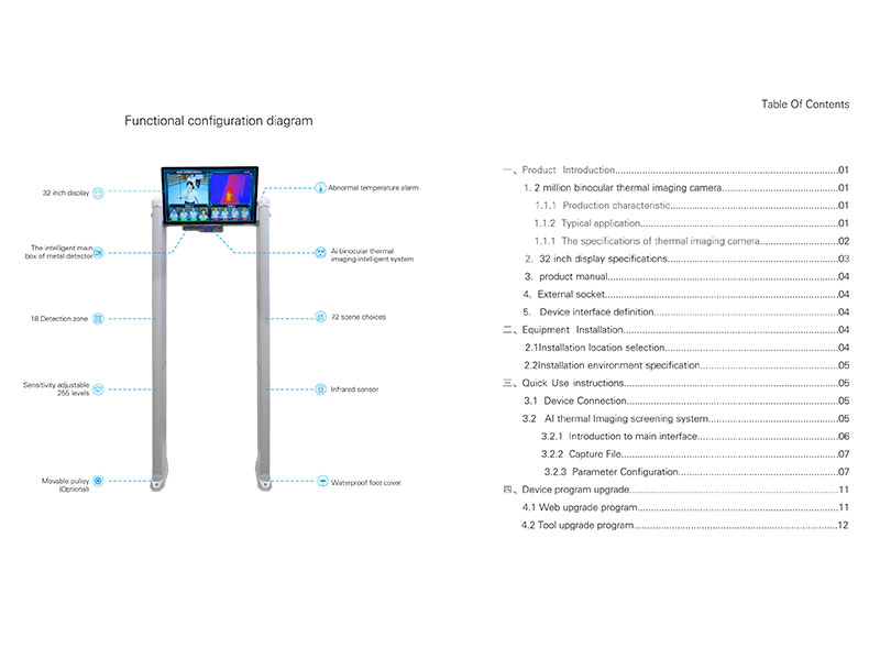 熱成像測溫安檢門說明書英文版